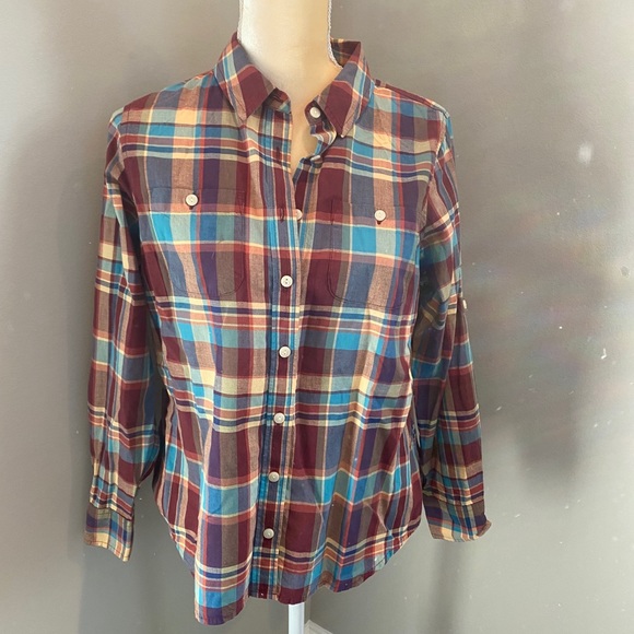 LL Bean cotton button down plaid shirt EUC - Picture 3 of 7
